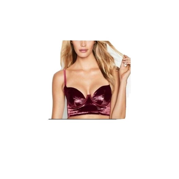 VICTORIA'S Secret Very Sexy Velvet Shimmer Balconette Bra Burgandy 34C - Picture 1 of 7